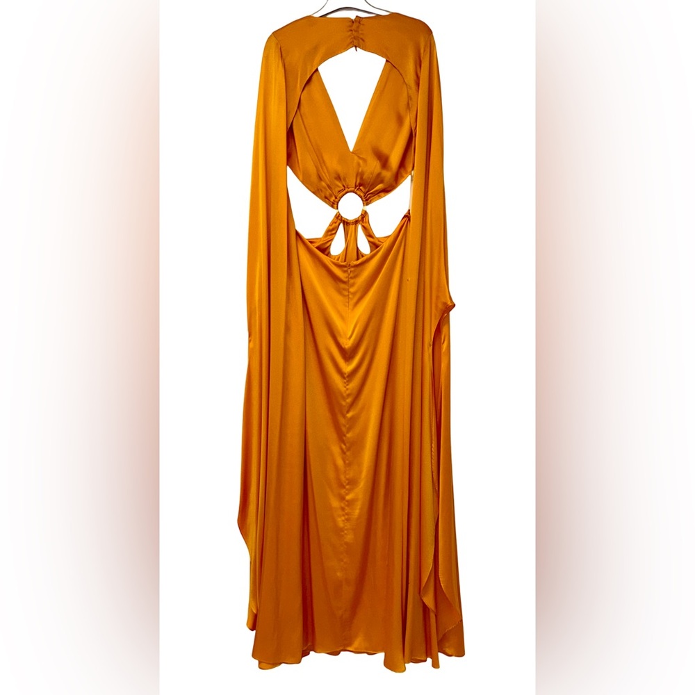 CULT GAIA JASMIN GOWN IN MARIGOLD AIR SATIN - Picture 8 of 11